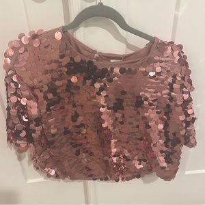 Target A New Day Pink Short Sleeve Paillettes - size L NWT